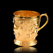 Load image into Gallery viewer, Antique Victorian Solid Silver Gilt Mug Cup Naturalistic Motif - Elkington & Co Ltd 1891