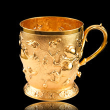 Load image into Gallery viewer, Antique Victorian Solid Silver Gilt Mug Cup Naturalistic Motif - Elkington & Co Ltd 1891