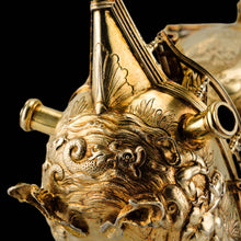 Load image into Gallery viewer, Antique Solid Silver Gilt Nef Ship Centrepiece with Mythological Figures & English Royal Coat of Arms - c.1890