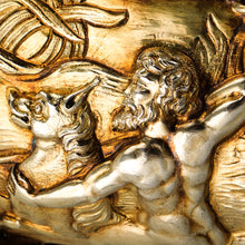 Load image into Gallery viewer, Antique Solid Silver Gilt Nef Ship Centrepiece with Mythological Figures & English Royal Coat of Arms - c.1890