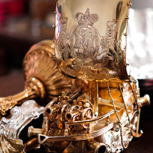 Load image into Gallery viewer, Antique Solid Silver Gilt Nef Ship Centrepiece with Mythological Figures & English Royal Coat of Arms - c.1890