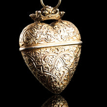 Load image into Gallery viewer, Antique Solid Silver Gilt Heart Shaped Box/Vinaigrette- 18th Century