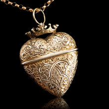 Load image into Gallery viewer, Antique Solid Silver Gilt Heart Shaped Box/Vinaigrette- 18th Century
