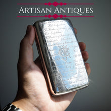 Load image into Gallery viewer, Antique Solid Silver Cigar Case with Indian Army Military Interest Records Hand Engraved - c.1890
