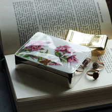 Load image into Gallery viewer, Antique Large Solid Silver Enamel Box Guilloche and Rose Design - Steinhart & Co 1904