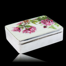 Load image into Gallery viewer, Antique Large Solid Silver Enamel Box Guilloche and Rose Design - Steinhart & Co 1904
