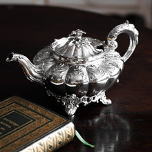 Load image into Gallery viewer, Antique Georgian Solid Silver Teapot 'Melon' Shape Acanthus Design - Barnard 1835