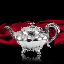 Load image into Gallery viewer, Antique Georgian Solid Silver Teapot 'Melon' Shape Acanthus Design - Barnard 1835