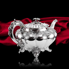 Load image into Gallery viewer, Antique Georgian Solid Silver Teapot 'Melon' Shape Acanthus Design - Barnard 1835