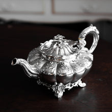 Load image into Gallery viewer, Antique Georgian Solid Silver Teapot 'Melon' Shape Acanthus Design - Barnard 1835