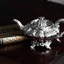 Load image into Gallery viewer, Antique Georgian Solid Silver Teapot 'Melon' Shape Acanthus Design - Barnard 1835