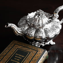 Load image into Gallery viewer, Antique Georgian Solid Silver Teapot 'Melon' Shape Acanthus Design - Barnard 1835