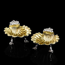 Load image into Gallery viewer, Antique Georgian Solid Silver Shell Salt/Butter Dishes Pair Rococo & Scalloped - London 1755