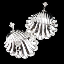 Load image into Gallery viewer, Antique Georgian Solid Silver Shell Salt/Butter Dishes Pair Rococo & Scalloped - London 1755