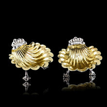 Load image into Gallery viewer, Antique Georgian Solid Silver Shell Salt/Butter Dishes Pair Rococo & Scalloped - London 1755