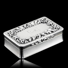 Load image into Gallery viewer, Majestic Antique Large & Heavy Solid Silver Snuff Box with Cast Acanthus Border - Edward Edwards London 1838