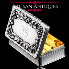 Load image into Gallery viewer, Majestic Antique Large & Heavy Solid Silver Snuff Box with Cast Acanthus Border - Edward Edwards London 1838