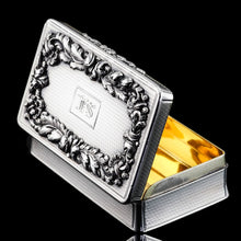 Load image into Gallery viewer, Majestic Antique Large & Heavy Solid Silver Snuff Box with Cast Acanthus Border - Edward Edwards London 1838