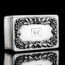 Load image into Gallery viewer, Majestic Antique Large & Heavy Solid Silver Snuff Box with Cast Acanthus Border - Edward Edwards London 1838