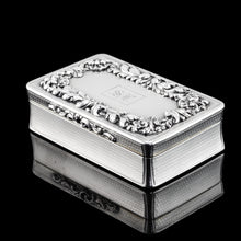 Load image into Gallery viewer, Majestic Antique Large & Heavy Solid Silver Snuff Box with Cast Acanthus Border - Edward Edwards London 1838