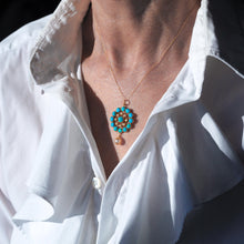 Load image into Gallery viewer, Antique Victorian 15ct Gold Turquoise and Pearl Pendant Necklace - c.1900