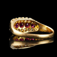 Load image into Gallery viewer, Antique Victorian Ruby & Diamond 18K Gold Cluster Boat Shaped Ring - 1896