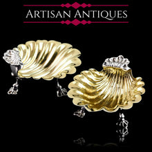 Load image into Gallery viewer, Antique Georgian Solid Silver Shell Salt/Butter Dishes Pair Rococo & Scalloped - London 1755