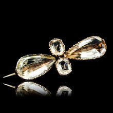 Load image into Gallery viewer, Antique Citrine Brooch 12K Gold Quatrefoil Style Design - 19th c.