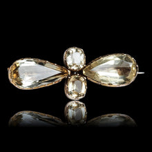 Load image into Gallery viewer, Antique Citrine Brooch 12K Gold Quatrefoil Style Design - 19th c.