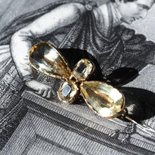 Load image into Gallery viewer, Antique Citrine Brooch 12K Gold Quatrefoil Style Design - 19th c.