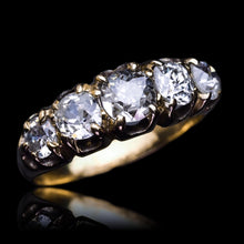 Load image into Gallery viewer, Antique Victorian Diamond 5 Stone Ring 18K Gold c.1890