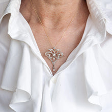 Load image into Gallery viewer, Antique Victorian Diamond Pearl Necklace Lavalier Pendant/Brooch - c.1900