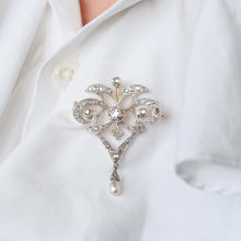Load image into Gallery viewer, Antique Victorian Diamond Pearl Necklace Lavalier Pendant/Brooch - c.1900