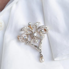 Load image into Gallery viewer, Antique Victorian Diamond Pearl Necklace Lavalier Pendant/Brooch - c.1900
