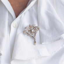 Load image into Gallery viewer, Antique Victorian Diamond Pearl Necklace Lavalier Pendant/Brooch - c.1900