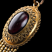 Load image into Gallery viewer, Antique Victorian Garnet Etruscan Revival Pendant Necklace 15K Gold - c.1880