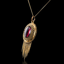 Load image into Gallery viewer, Antique Victorian Garnet Etruscan Revival Pendant Necklace 15K Gold - c.1880