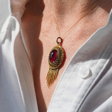 Load image into Gallery viewer, Antique Victorian Garnet Etruscan Revival Pendant Necklace 15K Gold - c.1880