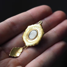 Load image into Gallery viewer, Antique Victorian Holbeinesque Pendant Necklace Garnets Pearls 18K Gold - c.1857