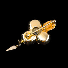 Load image into Gallery viewer, Antique Victorian Garnet Cabochon & Diamond Brooch/Pendant 14K Gold - c.1880
