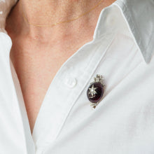 Load image into Gallery viewer, Antique Victorian Garnet & Diamond Star Cabochon Brooch/Pendant 14K Gold c.1870