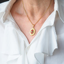 Load image into Gallery viewer, Antique Victorian Garnet & Pearl Pendant Necklace 14K Gold c.1880