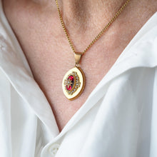 Load image into Gallery viewer, Antique Victorian Garnet & Pearl Pendant Necklace 14K Gold c.1880
