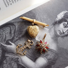 Load image into Gallery viewer, Antique Victorian Pearl Star Pendant Necklace with Red Enamel 15K Gold - c.1900