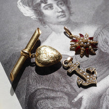 Load image into Gallery viewer, Antique Victorian Pearl Star Pendant Necklace with Red Enamel 15K Gold - c.1900