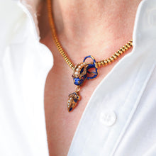 Load image into Gallery viewer, Antique Victorian Snake Serpent Necklace 18K Gold, Diamond & Enamel c.1860