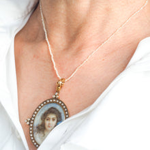 Load image into Gallery viewer, Antique Victorian Lady Portrait Pendant Necklace Pearls & Diamond 9ct Gold