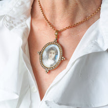 Load image into Gallery viewer, Antique Victorian Lady Portrait Pendant Necklace Pearls & Diamond 9ct Gold