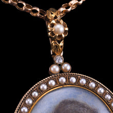 Load image into Gallery viewer, Antique Victorian Lady Portrait Pendant Necklace Pearls & Diamond 9ct Gold