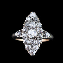 Load image into Gallery viewer, Antique Victorian Diamond Ring Navette Design Over 1ct Total - c.1890